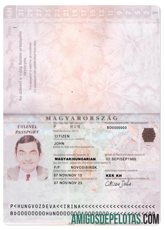 Passaporte Hungria Versão 2 amostra